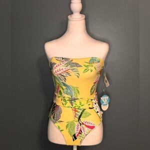 WET Brand Women’s One Piece Bathing Suit Strapless Reversible Size XS Yellow